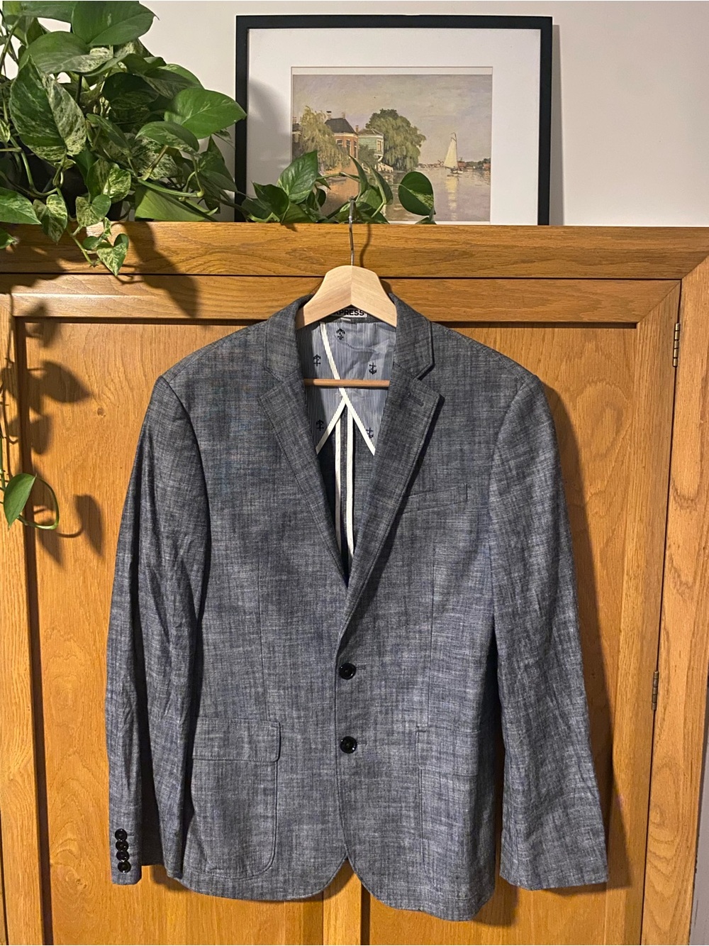 Express Men's Heathered Gray Two-Button Sport Coat